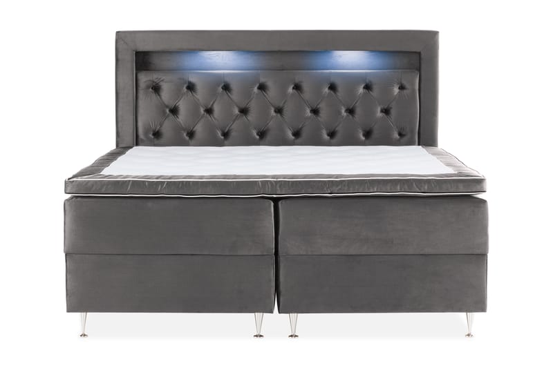 Säilytyssänky Monopoli LED-valaistuksella 160x200 cm Sametti - Tummanharmaa - Huonekalut - Sänky - Sänkypaketti