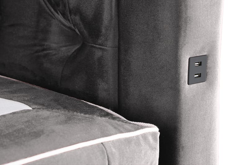 Säilytyssänky Monopoli LED-valaistuksella 160x200 cm Sametti - Tummanharmaa - Huonekalut - Sänky - Sänkypaketti