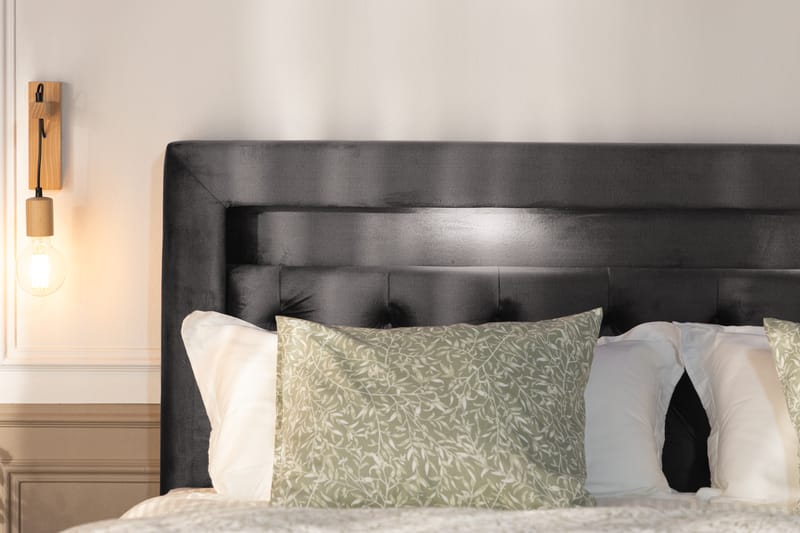 Säilytyssänky Monopoli LED-valaistuksella 160x200 cm Sametti - Tummanharmaa - Huonekalut - Sänky - Sänkypaketti