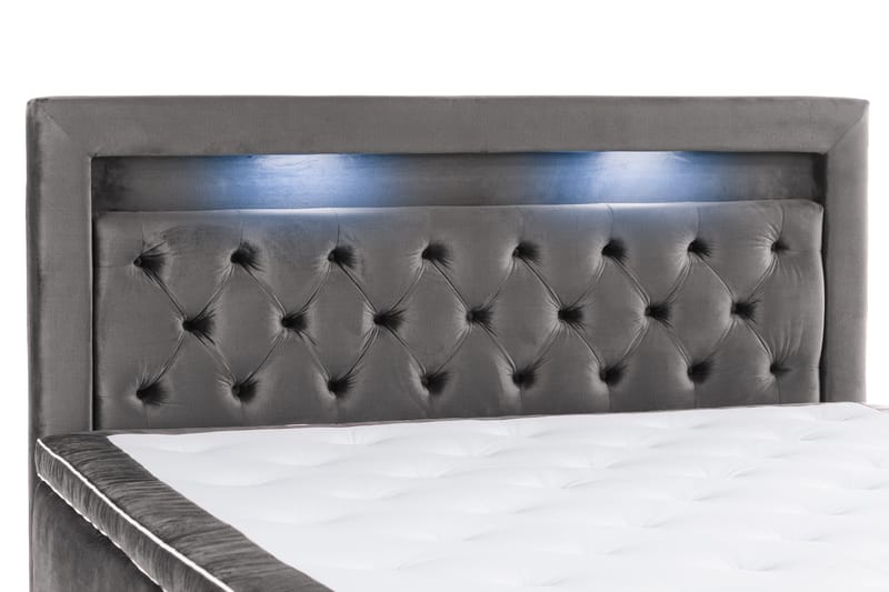 Säilytyssänky Monopoli LED-valaistuksella 160x200 cm Sametti - Tummanharmaa - Huonekalut - Sänky - Sänkypaketti