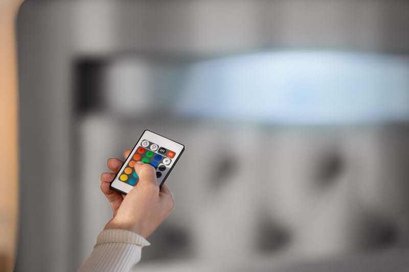 Säilytyssänky Monopoli LED-valaistuksella 160x200 cm Sametti - Vaaleanharmaa - Huonekalut - Sänky - Sänkypaketti