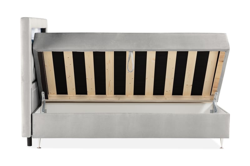 Säilytyssänky Monopoli LED-valaistuksella 160x200 cm Sametti - Vaaleanharmaa - Huonekalut - Sänky - Sänkypaketti