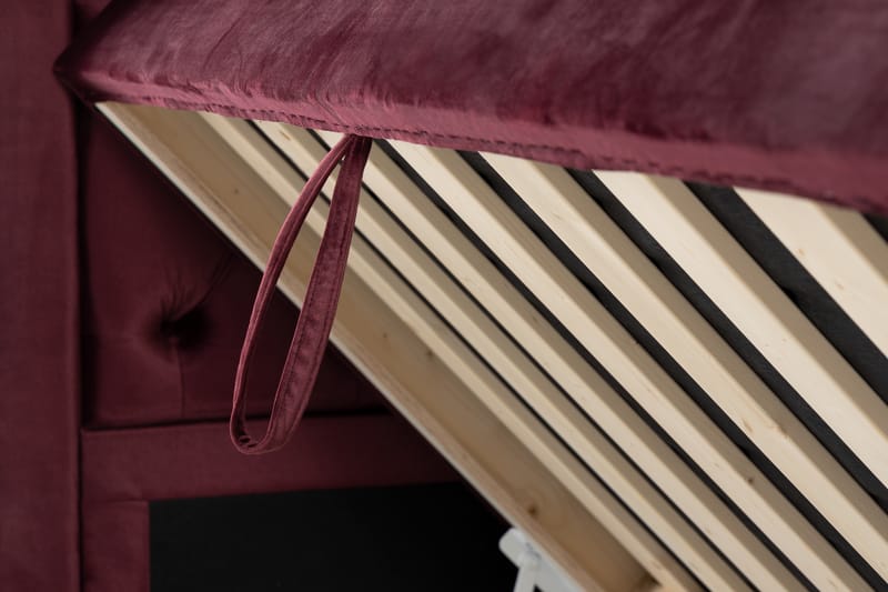 Säilytyssänky Monopoli LED-valaistuksella 160x200 cm Sametti - Punainen - Huonekalut - Sänky - Sänkypaketti