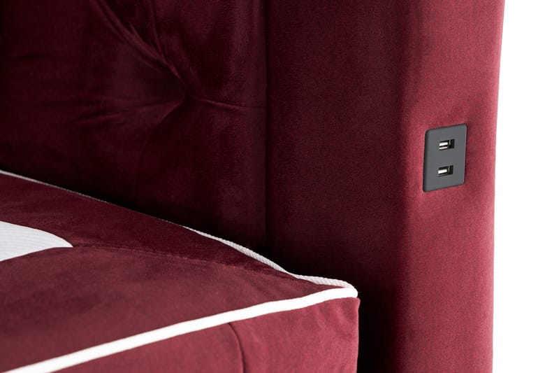 Säilytyssänky Monopoli LED-valaistuksella 160x200 cm Sametti - Punainen - Huonekalut - Sänky - Sänkypaketti