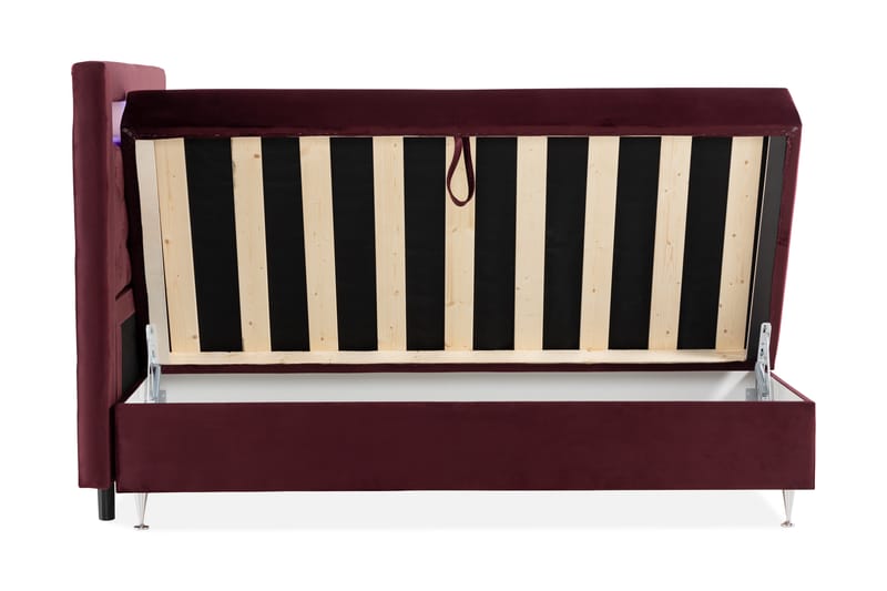 Säilytyssänky Monopoli LED-valaistuksella 160x200 cm Sametti - Punainen - Huonekalut - Sänky - Sänkypaketti