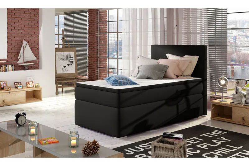 Säilytyssänky Ypas 90x200 cm Oikea, Musta