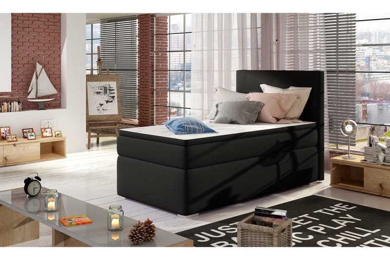 Säilytyssänky Ypas 90x200 cm Oikea - Musta - Huonekalut - Sänky - Sängyt säilytystilalla