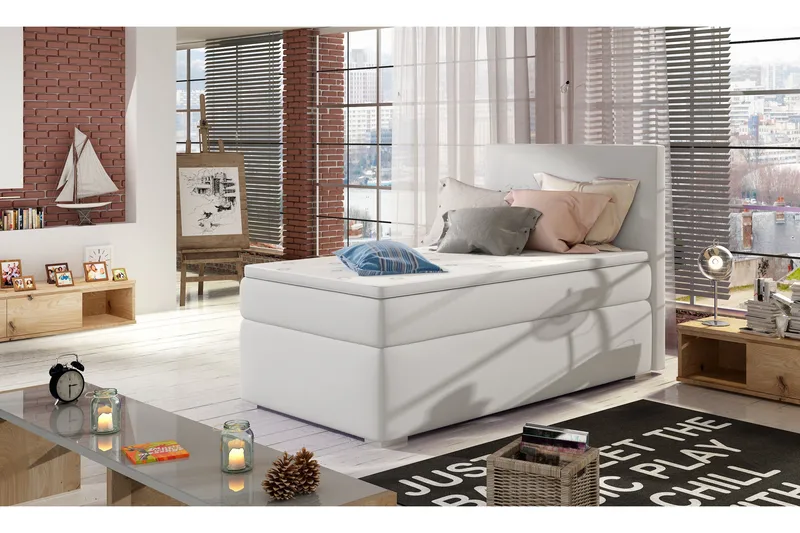 Säilytyssänky Ypas 90x200 cm Oikea, Valkoinen