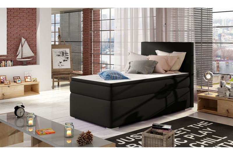 Säilytyssänky Ypas 90x200 cm Vasen, Musta