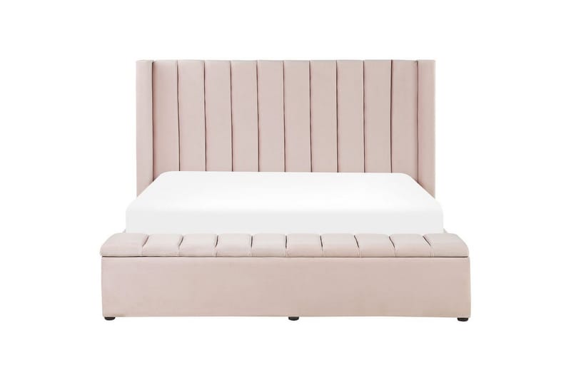 Säng med förvaringsbänk Beliani Noyers Beige, 160x200 cm Rose 180x200 - Huonekalut - Sänky - Vesisänky