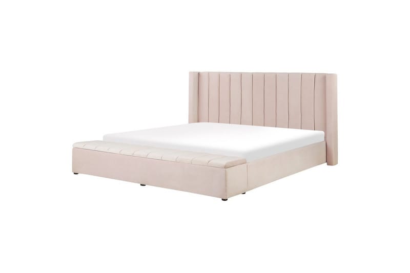 Säng med förvaringsbänk Beliani Noyers Beige, 160x200 cm Rose 180x200 - Huonekalut - Sänky - Vesisänky