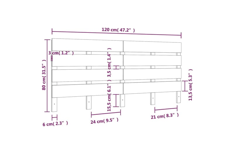 beBasic Sängynpääty 120x3x80 cm täysi mänty - Ruskea - Sängynpääty