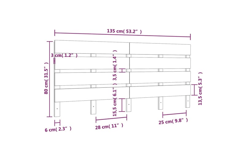 beBasic Sängynpääty 135x3x80 cm täysi mänty - Ruskea - Sängynpääty