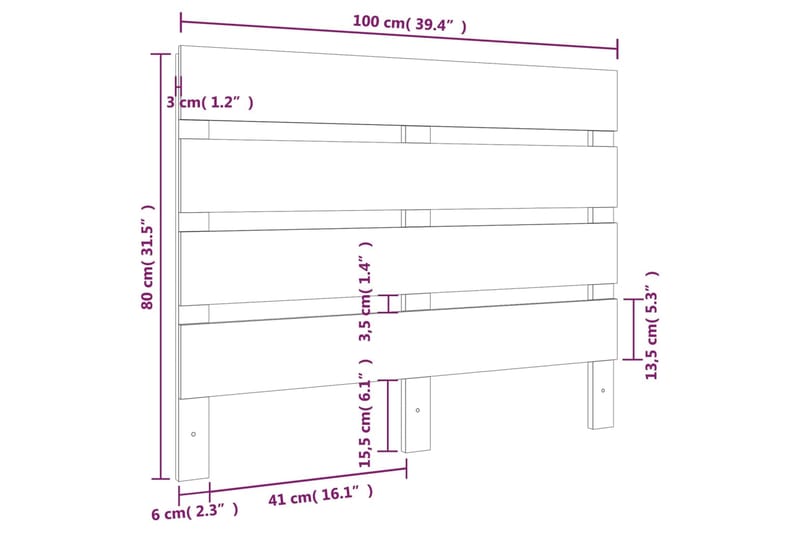 beBasic Sängynpääty hunajanruskea 100x3x80 cm täysi mänty - Ruskea - Sängynpääty