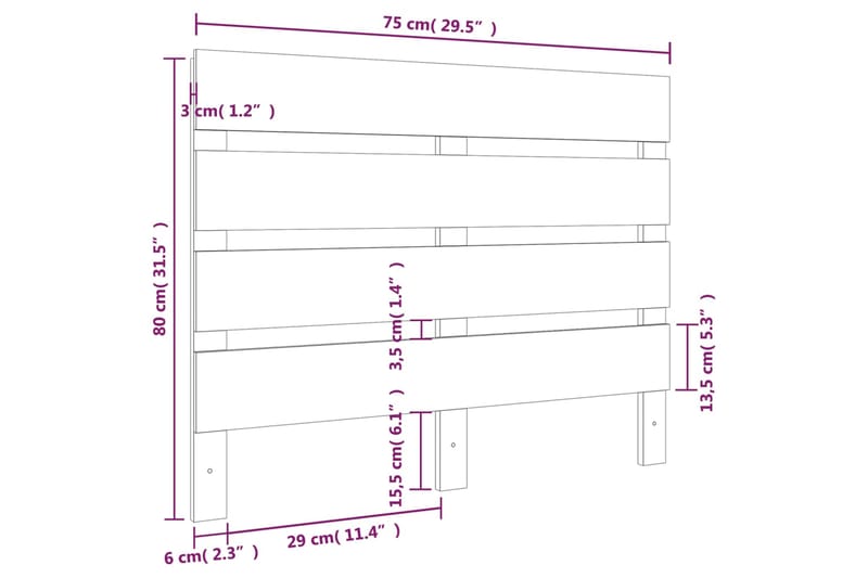 beBasic Sängynpääty hunajanruskea 75x3x80 cm täysi mänty - Ruskea - Sängynpääty