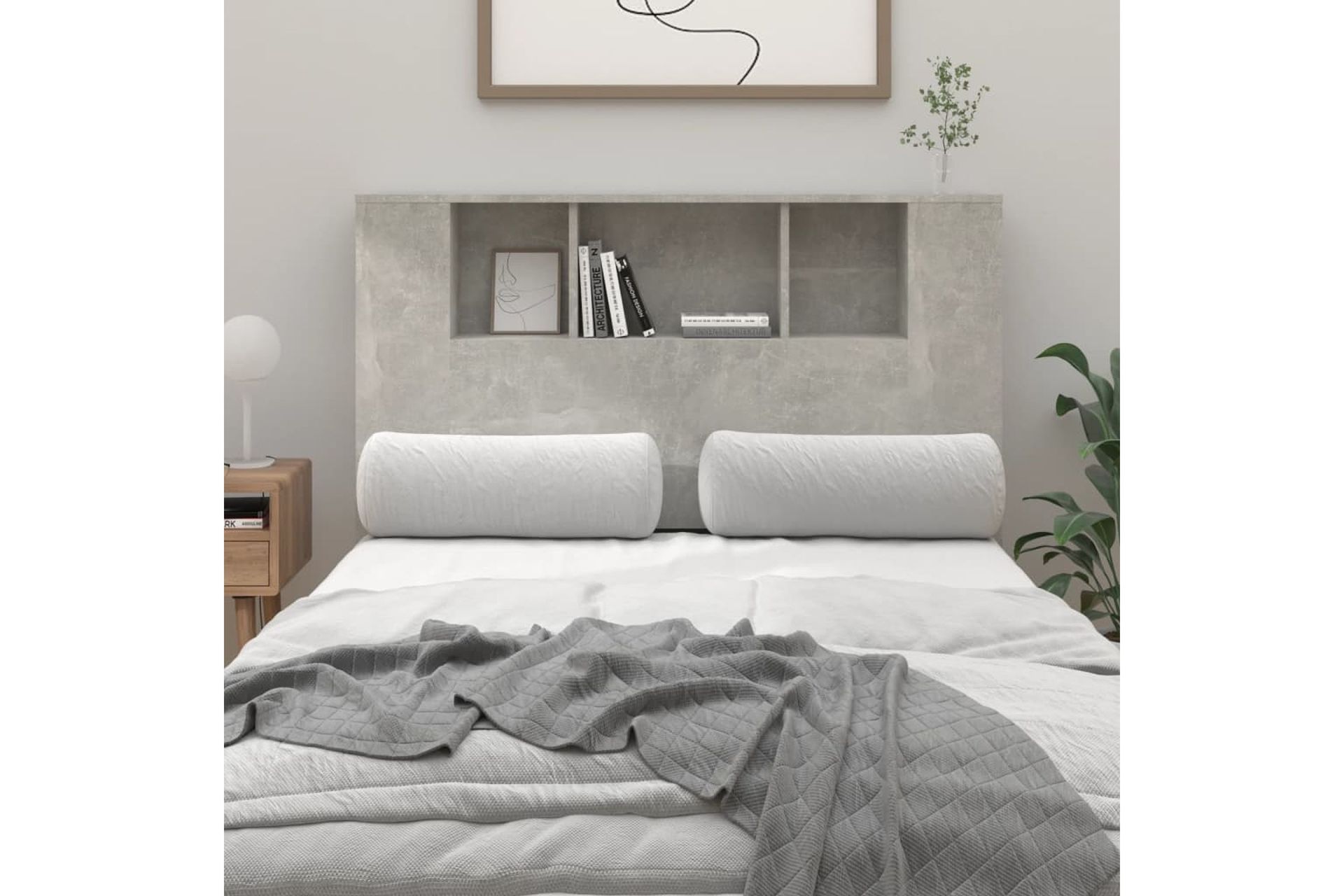 beBasic Sängynpääty säilytystilalla betoninharmaa 120x18,5x104,5 cm - Harmaa - Huonekalut - Sänky - Sängyn lisävarusteet & sängynpäädyt - Sängynpääty