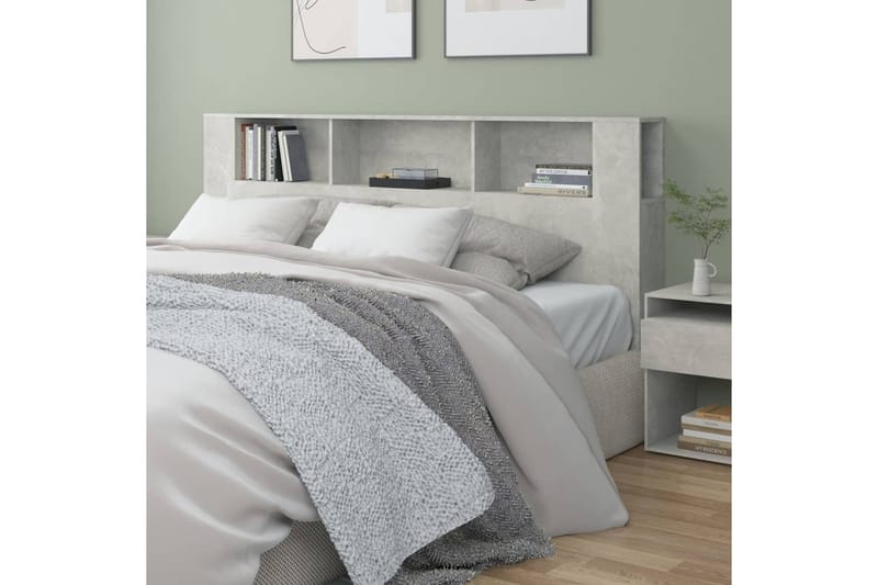 beBasic Sängynpääty säilytystilalla betoninharmaa 200x18,5x104,5 cm - Harmaa - Huonekalut - Sänky - Sängyn lisävarusteet & sängynpäädyt - Sängynpääty