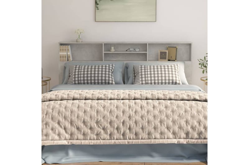 beBasic Sängynpääty säilytystilalla betoninharmaa 200x19x103,5 cm - Harmaa - Huonekalut - Sänky - Sängyn lisävarusteet & sängynpäädyt - Sängynpääty