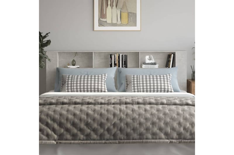 beBasic Sängynpääty säilytystilalla betoninharmaa 220x18,5x104,5 cm - Harmaa - Huonekalut - Sänky - Sängyn lisävarusteet & sängynpäädyt - Sängynpääty