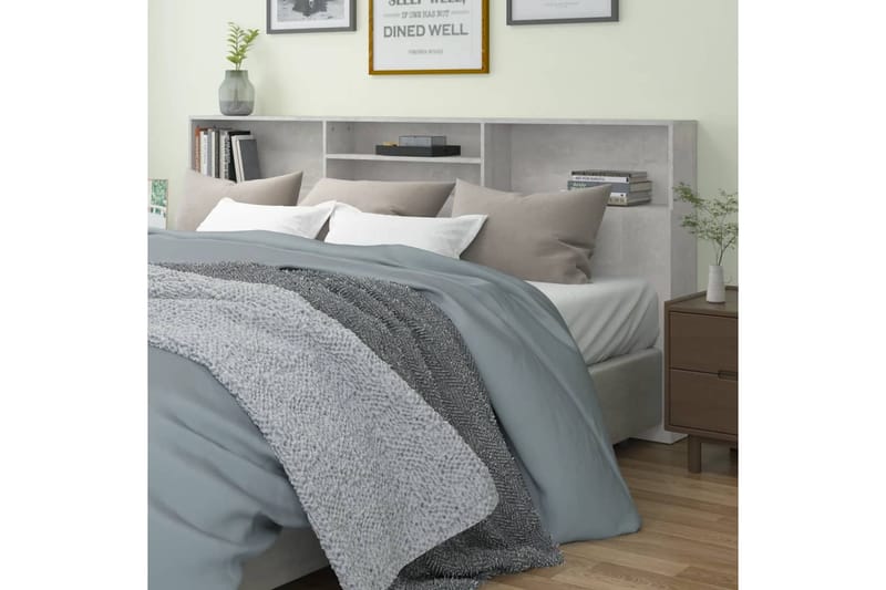 beBasic Sängynpääty säilytystilalla betoninharmaa 220x19x103,5 cm - Harmaa - Huonekalut - Sänky - Sängyn lisävarusteet & sängynpäädyt - Sängynpääty