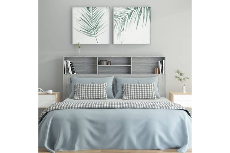 beBasic Sängynpääty säilytystilalla harmaa Sonoma 160x19x103,5 cm - Harmaa - Huonekalut - Sänky - Sängyn lisävarusteet & sängynpäädyt - Sängynpääty