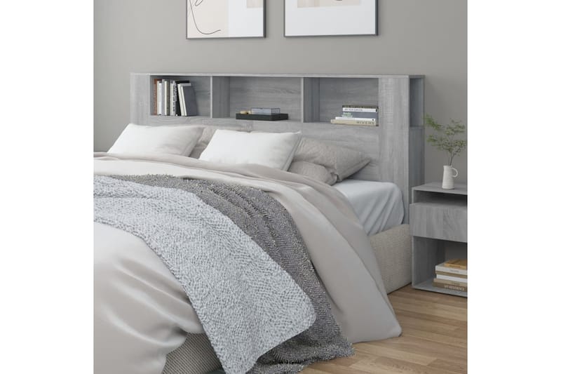 beBasic Sängynpääty säilytystilalla harmaa Sonoma 200x18,5x104,5 cm - Harmaa - Huonekalut - Sänky - Sängyn lisävarusteet & sängynpäädyt - Sängynpääty