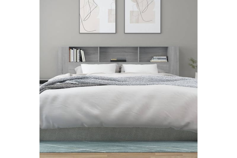 beBasic Sängynpääty säilytystilalla harmaa Sonoma 200x18,5x104,5 cm - Harmaa - Huonekalut - Sänky - Sängyn lisävarusteet & sängynpäädyt - Sängynpääty
