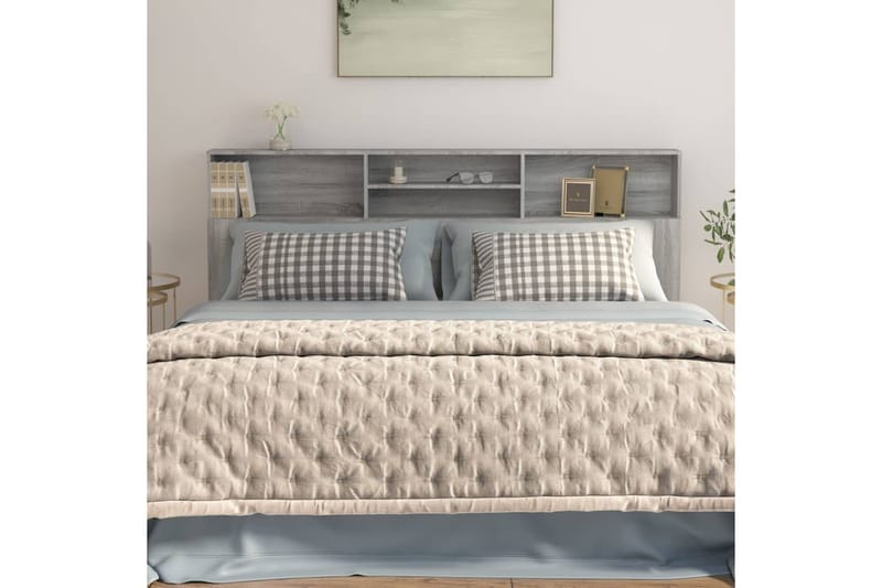 beBasic Sängynpääty säilytystilalla harmaa Sonoma 200x19x103,5 cm - Harmaa - Huonekalut - Sänky - Sängyn lisävarusteet & sängynpäädyt - Sängynpääty