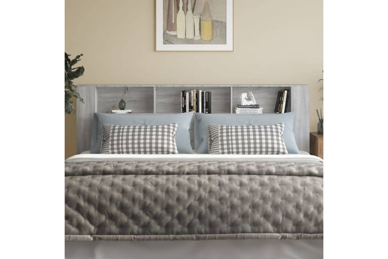 beBasic Sängynpääty säilytystilalla harmaa Sonoma 220x18,5x104,5 cm - Harmaa - Huonekalut - Sänky - Sängyn lisävarusteet & sängynpäädyt - Sängynpääty