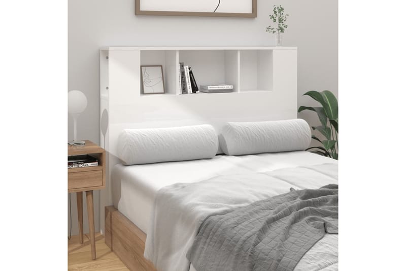 beBasic Sängynpääty säilytystilalla korkeakiilto valk 120x18,5x104,5 cm - Valkoinen - Huonekalut - Sänky - Sängyn lisävarusteet & sängynpäädyt - Sängynpääty