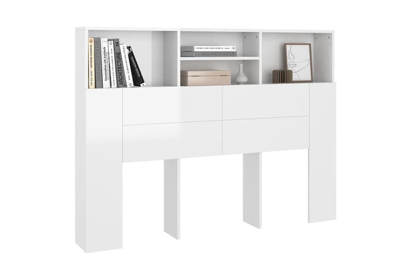 beBasic Sängynpääty säilytystilalla korkeakiilto valk. 140x19x103,5 cm - Valkoinen - Huonekalut - Sänky - Sängyn lisävarusteet & sängynpäädyt - Sängynpääty