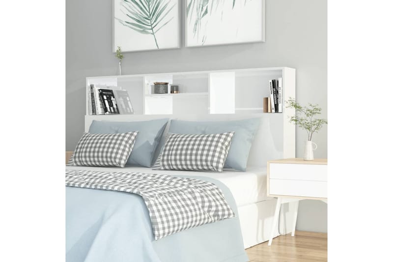 beBasic Sängynpääty säilytystilalla korkeakiilto valk. 160x19x103,5 cm - Valkoinen - Huonekalut - Sänky - Sängyn lisävarusteet & sängynpäädyt - Sängynpääty
