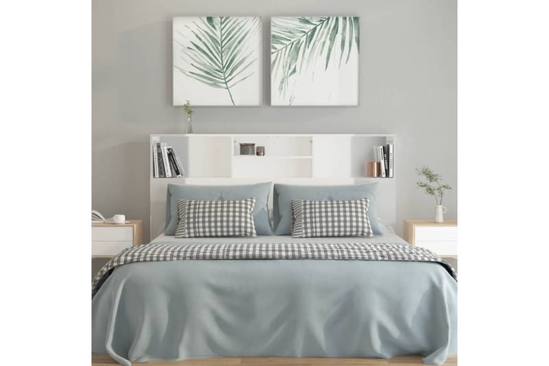 beBasic Sängynpääty säilytystilalla korkeakiilto valk. 160x19x103,5 cm - Valkoinen - Huonekalut - Sänky - Sängyn lisävarusteet & sängynpäädyt - Sängynpääty