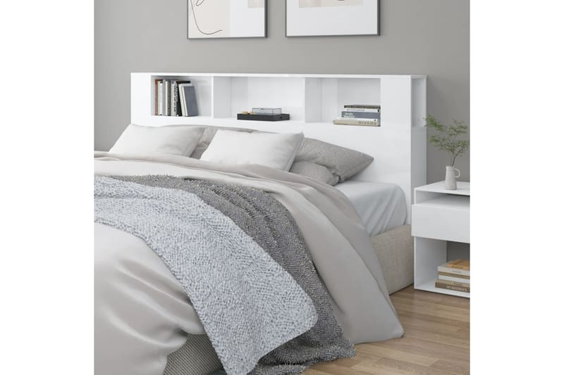 beBasic Sängynpääty säilytystilalla korkeakiilto valk 200x18,5x104,5 cm - Valkoinen - Huonekalut - Sänky - Sängyn lisävarusteet & sängynpäädyt - Sängynpääty
