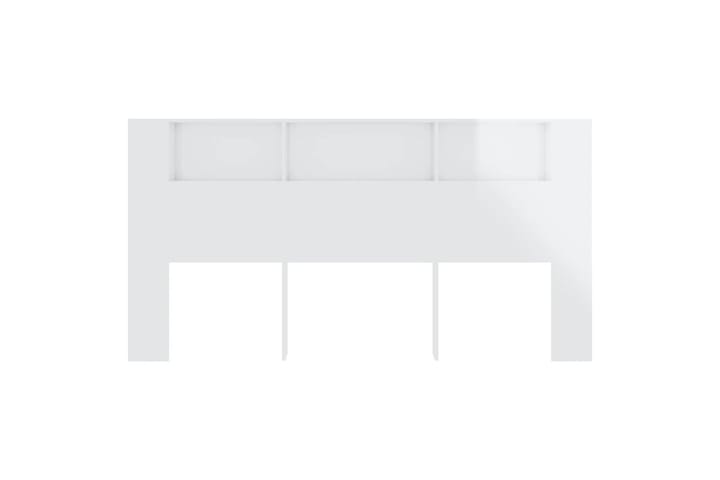 beBasic Sängynpääty säilytystilalla korkeakiilto valk 200x18,5x104,5 cm - Valkoinen - Sängynpääty