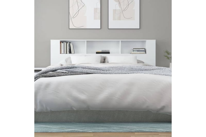 beBasic Sängynpääty säilytystilalla korkeakiilto valk 200x18,5x104,5 cm - Valkoinen - Huonekalut - Sänky - Sängyn lisävarusteet & sängynpäädyt - Sängynpääty