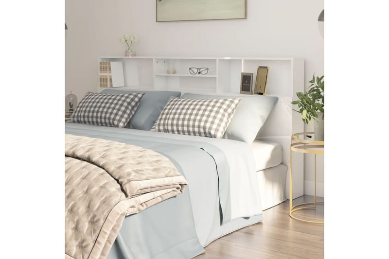 beBasic Sängynpääty säilytystilalla korkeakiilto valk. 200x19x103,5 cm - Valkoinen - Huonekalut - Sänky - Sängyn lisävarusteet & sängynpäädyt - Sängynpääty