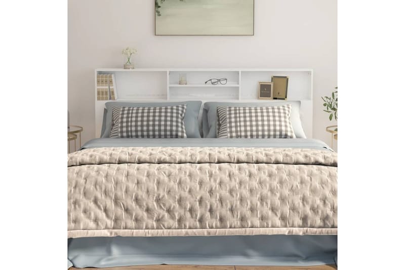 beBasic Sängynpääty säilytystilalla korkeakiilto valk. 200x19x103,5 cm - Valkoinen - Huonekalut - Sänky - Sängyn lisävarusteet & sängynpäädyt - Sängynpääty