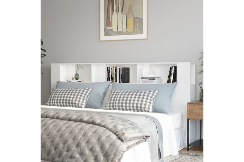 beBasic Sängynpääty säilytystilalla korkeakiilto valk 220x18,5x104,5 cm - Valkoinen - Huonekalut - Sänky - Sängyn lisävarusteet & sängynpäädyt - Sängynpääty