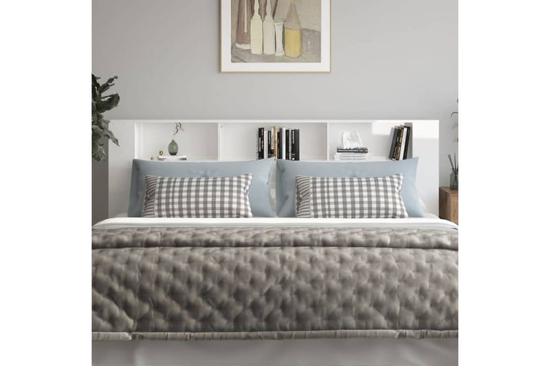 beBasic Sängynpääty säilytystilalla korkeakiilto valk 220x18,5x104,5 cm - Valkoinen - Huonekalut - Sänky - Sängyn lisävarusteet & sängynpäädyt - Sängynpääty