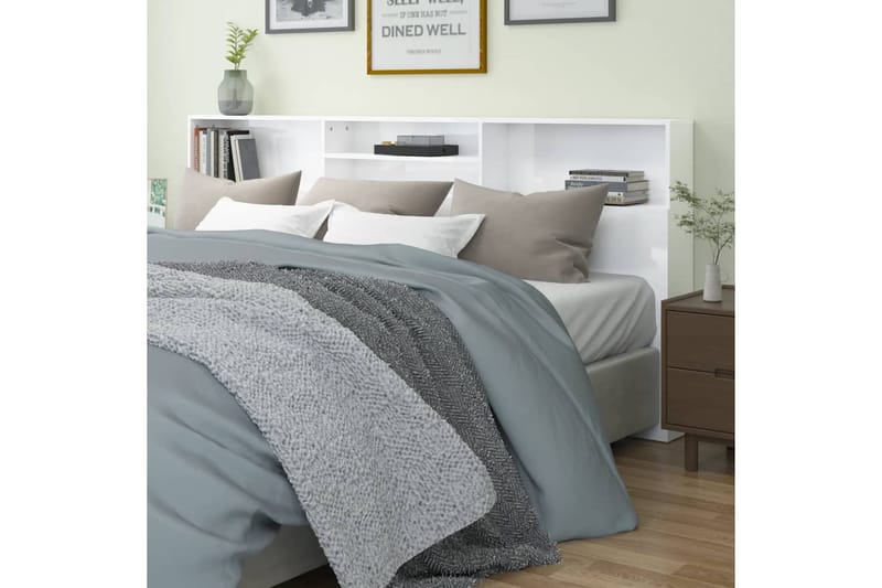 beBasic Sängynpääty säilytystilalla korkeakiilto valk. 220x19x103,5 cm - Valkoinen - Huonekalut - Sänky - Sängyn lisävarusteet & sängynpäädyt - Sängynpääty