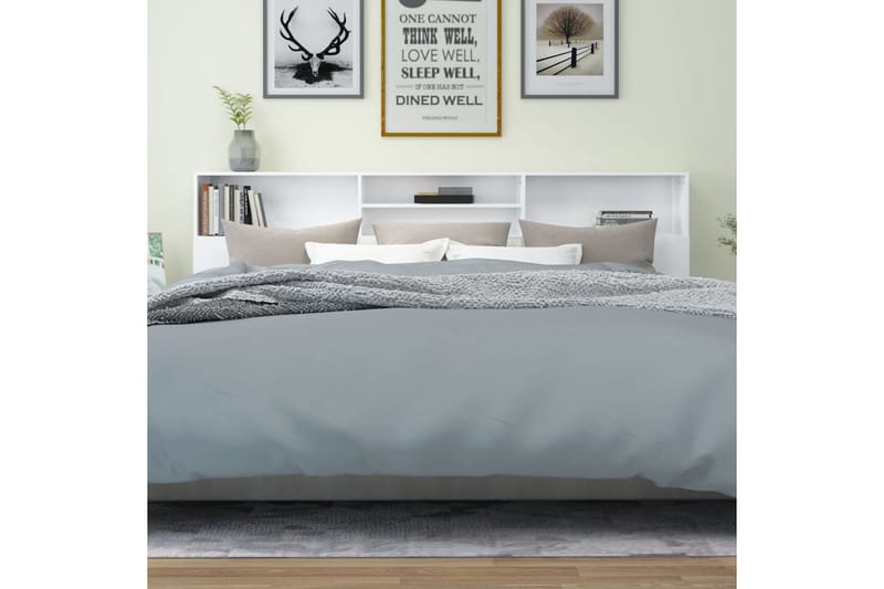 beBasic Sängynpääty säilytystilalla korkeakiilto valk. 220x19x103,5 cm - Valkoinen - Huonekalut - Sänky - Sängyn lisävarusteet & sängynpäädyt - Sängynpääty