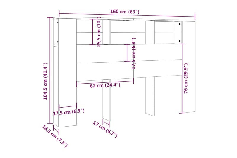 beBasic Sängynpääty säilytystilalla musta 160x18,5x104,5 cm - Musta - Huonekalut - Sänky - Sängyn lisävarusteet & sängynpäädyt - Sängynpääty