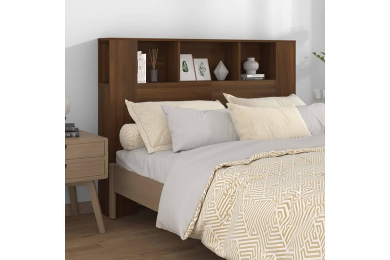 beBasic Sängynpääty säilytystilalla ruskea tammi 140x18,5x104,5 cm - Ruskea - Huonekalut - Sänky - Sängyn lisävarusteet & sängynpäädyt - Sängynpääty
