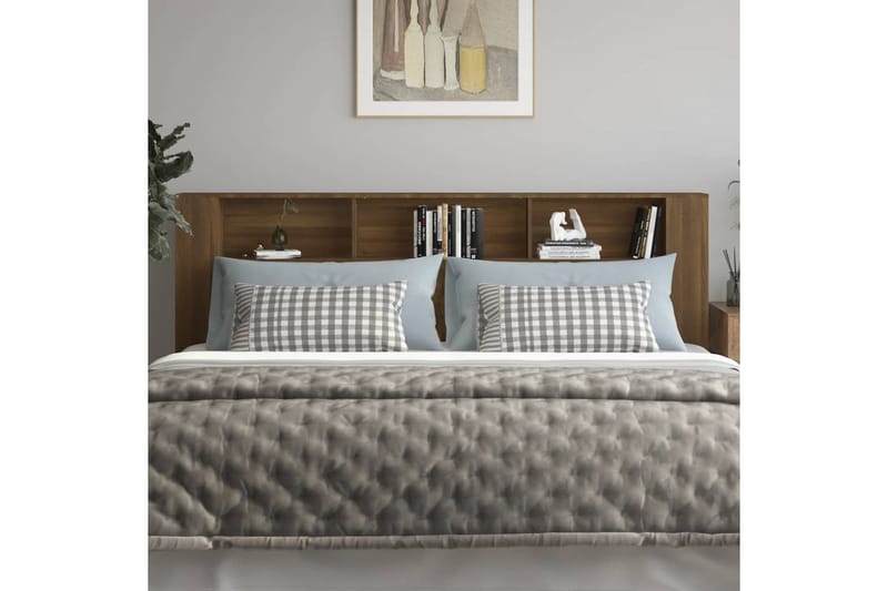 beBasic Sängynpääty säilytystilalla ruskea tammi 220x18,5x104,5 cm - Ruskea - Huonekalut - Sänky - Sängyn lisävarusteet & sängynpäädyt - Sängynpääty