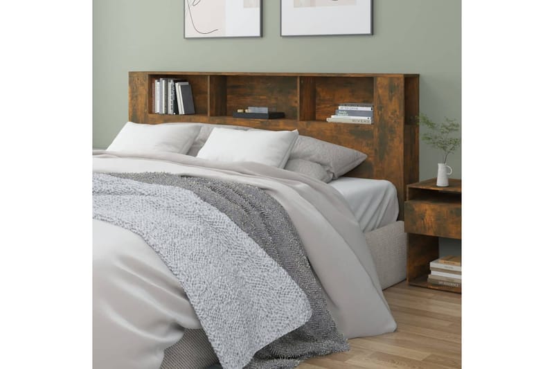 beBasic Sängynpääty säilytystilalla savutammi 200x18,5x104,5 cm - Ruskea - Huonekalut - Sänky - Sängyn lisävarusteet & sängynpäädyt - Sängynpääty