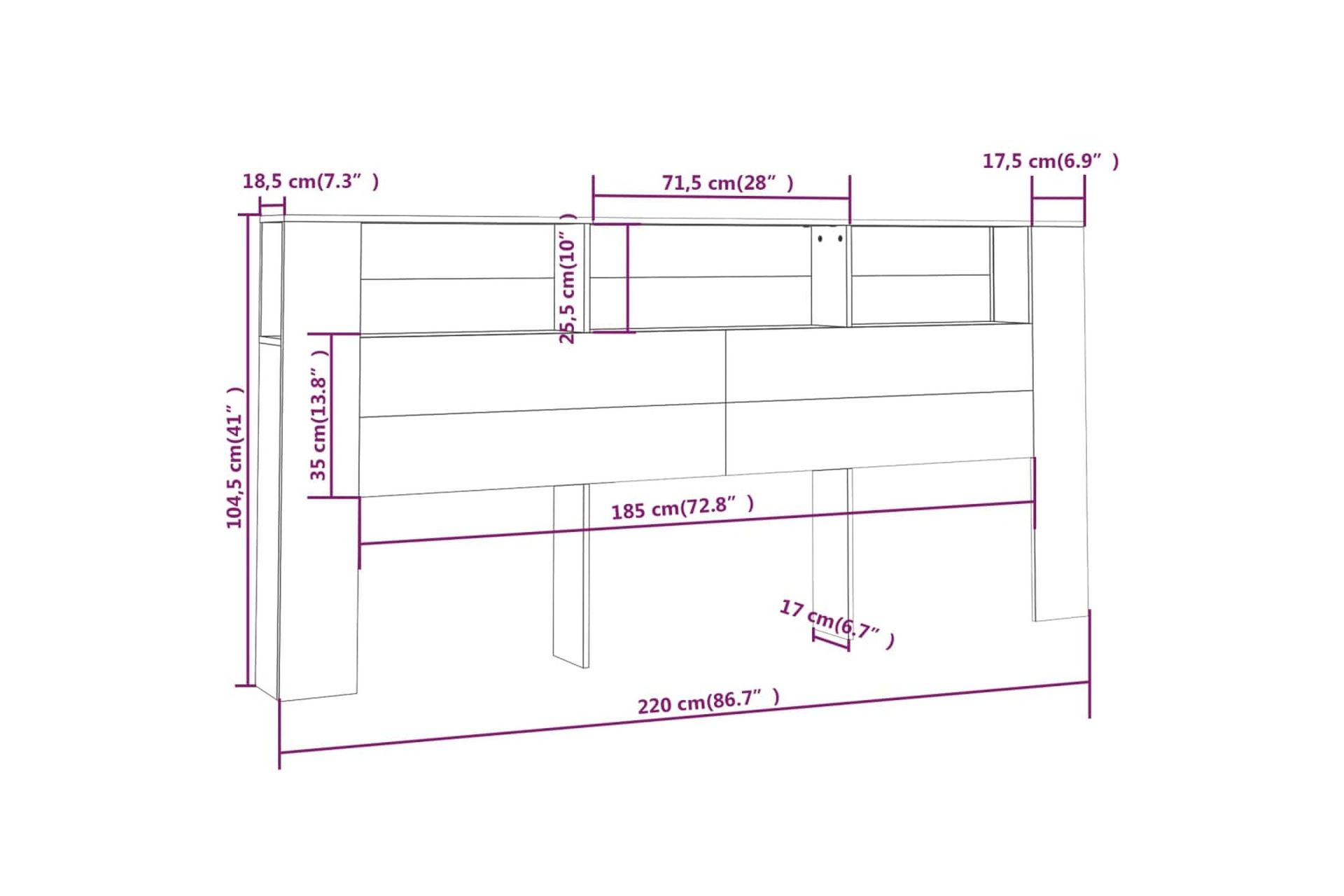 beBasic Sängynpääty säilytystilalla savutammi 220x18,5x104,5 cm - Ruskea - Huonekalut - Sänky - Sängyn lisävarusteet & sängynpäädyt - Sängynpääty