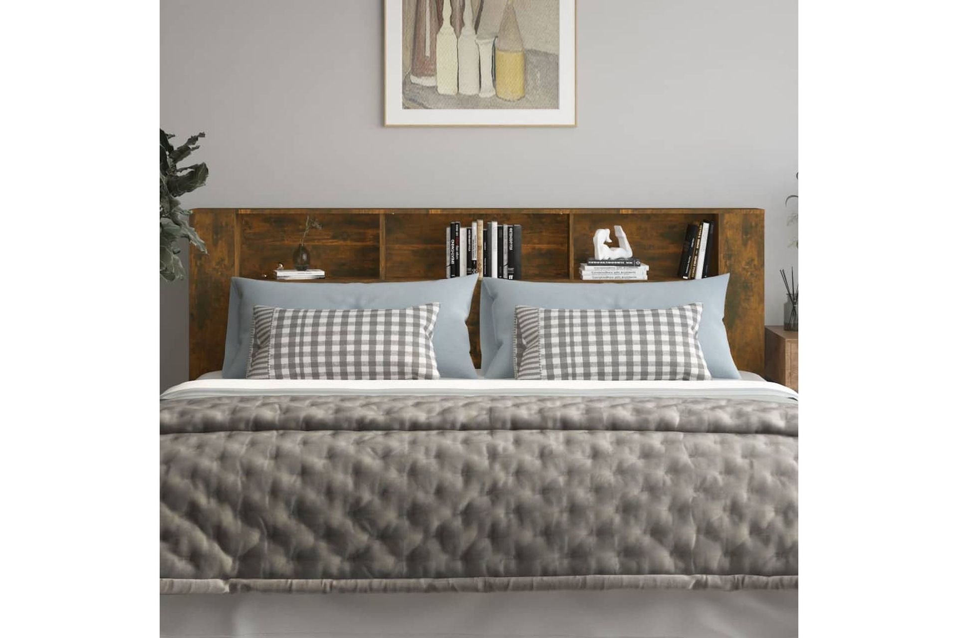 beBasic Sängynpääty säilytystilalla savutammi 220x18,5x104,5 cm - Ruskea - Huonekalut - Sänky - Sängyn lisävarusteet & sängynpäädyt - Sängynpääty