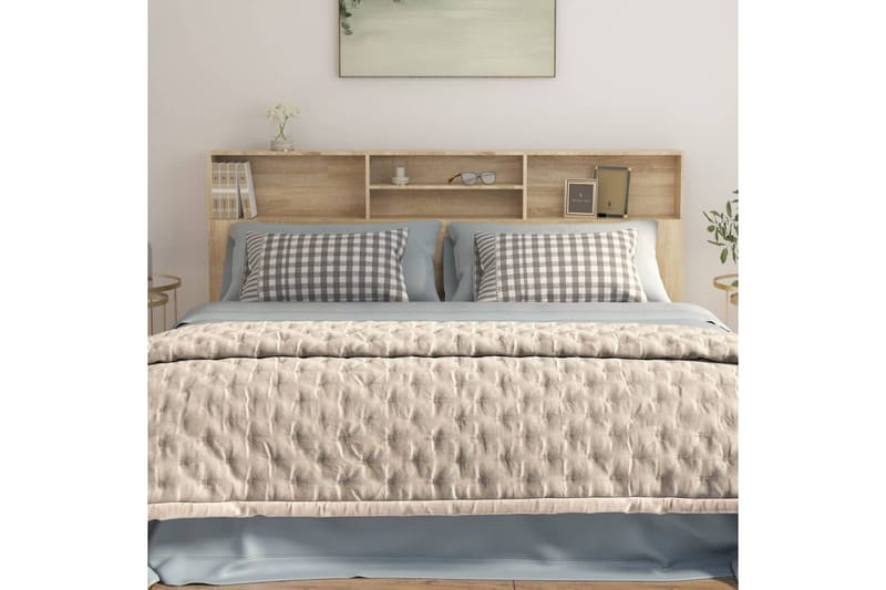 beBasic Sängynpääty säilytystilalla Sonoma-tammi 200x19x103,5 cm - Ruskea - Huonekalut - Sänky - Sängyn lisävarusteet & sängynpäädyt - Sängynpääty