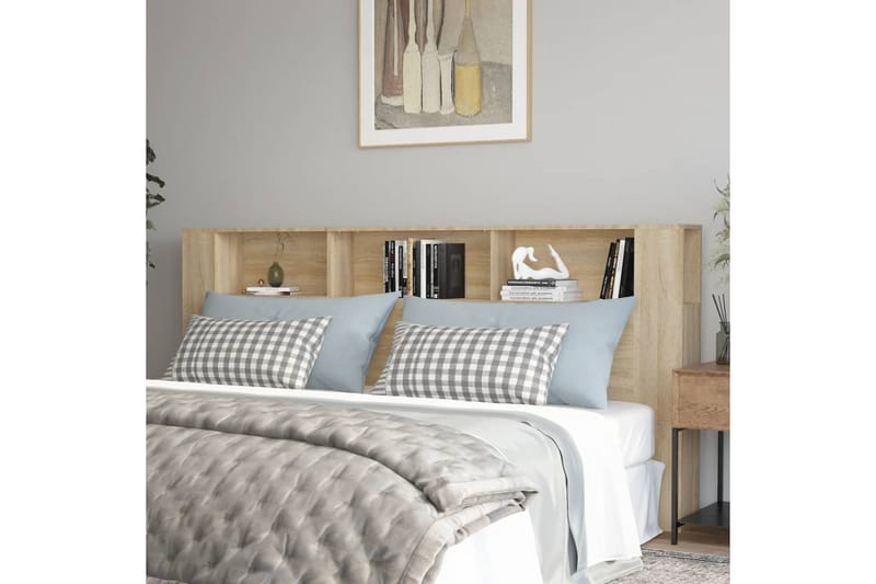 beBasic Sängynpääty säilytystilalla Sonoma-tammi 220x18,5x104,5 cm - Ruskea - Huonekalut - Sänky - Sängyn lisävarusteet & sängynpäädyt - Sängynpääty